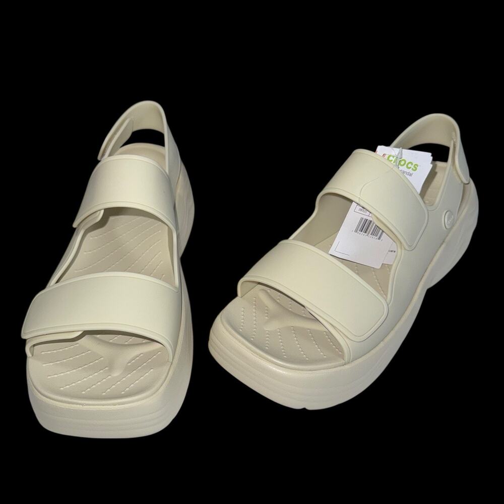 Crocs Skyline Platform Sandals Women's Beige Double Strap SZ/11 W